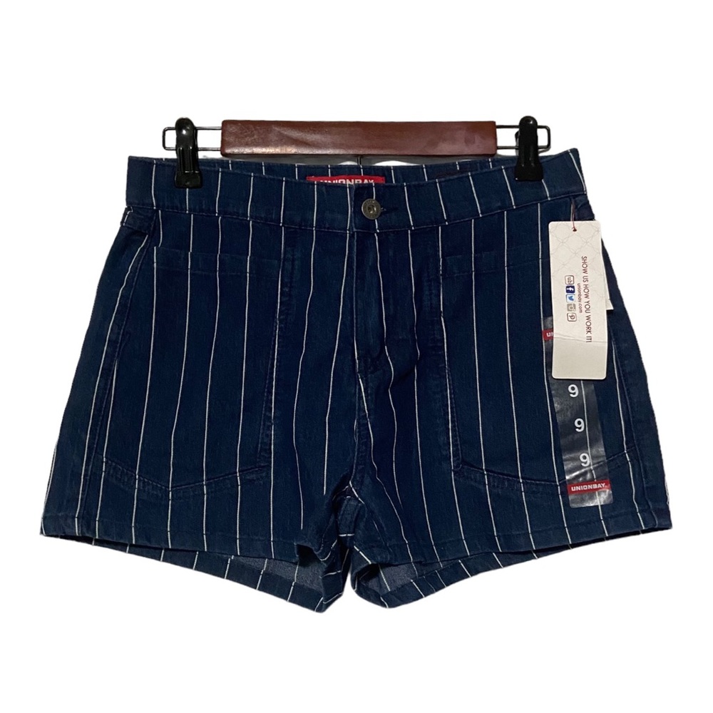 Union Bay Chloe Striped High Waisted Jean Short Shorts Blue Size 9
